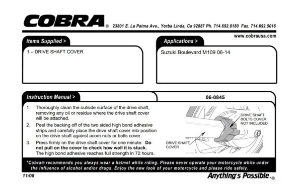 Osłona wału kardana 06-0845 - Cobra - obrazek 2