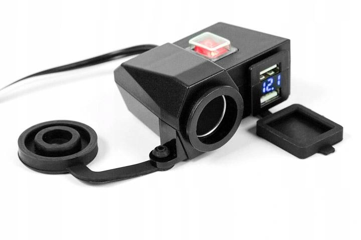 Motocyklowe gniazdo - 2 x USB + gniazdo zapalniczki - 3.1 A