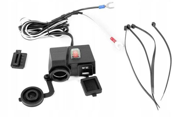 Motocyklowe gniazdo - 2 x USB + gniazdo zapalniczki - 3.1 A - obrazek 2