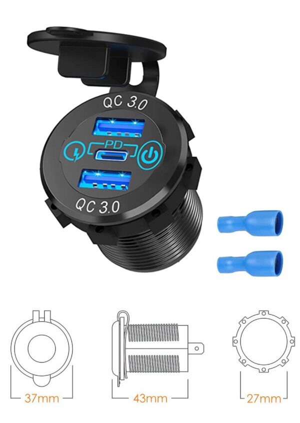 Gniazdo ładowania 1 x USB typ C / 2 x USB - obrazek 2