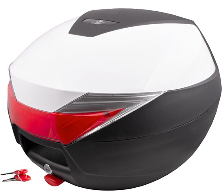 Kufer Moretti MR-713 30L, biały, czerwony odblask