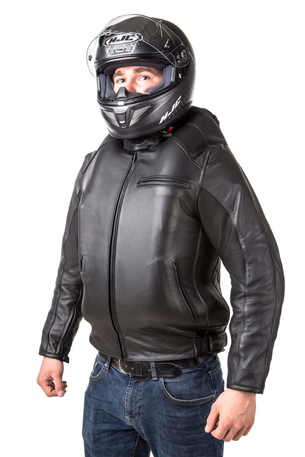 Skórzana kurtka z poduszką powietrzną HELITE Leather Roadster czarna dla motocyklistów - obrazek 4