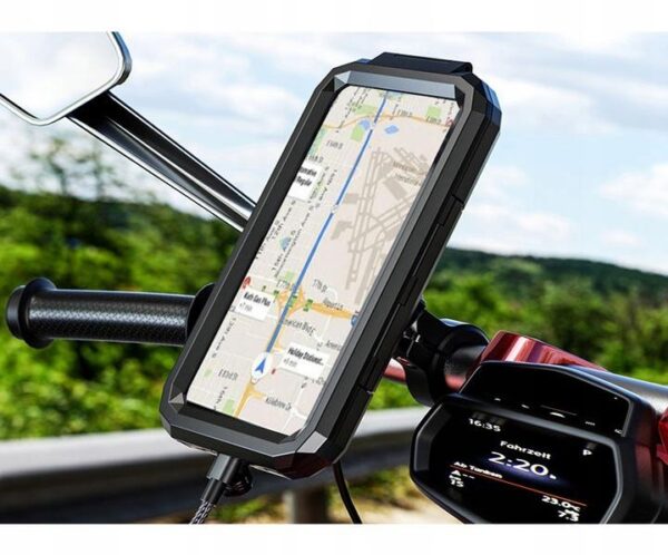 Uchwyt motocyklowy z etui na telefon i ładowarkami - obrazek 2