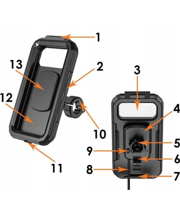 Uchwyt motocyklowy z etui na telefon i ładowarkami - obrazek 6