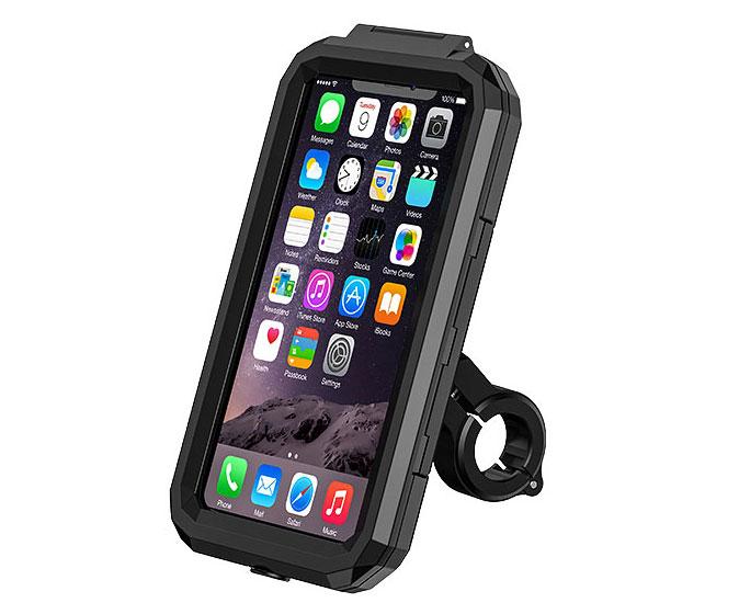 Uchwyt motocyklowy z etui na telefon i ładowarkami