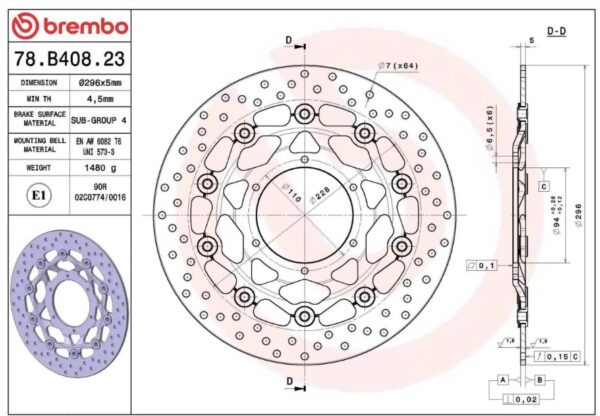 Tarcza hamulcowa przód ORO Brembo - obrazek 3