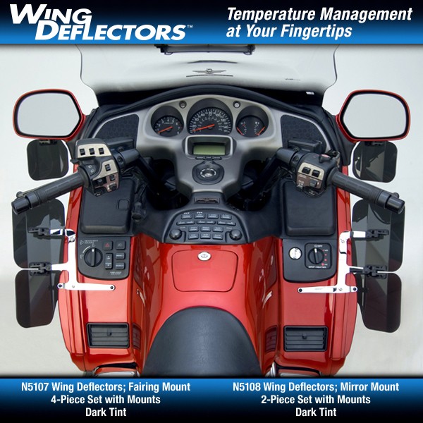 Deflektory Wing Deflectors™ mocno dymione mocowane do lusterka do Honda GL1800 01'-17'