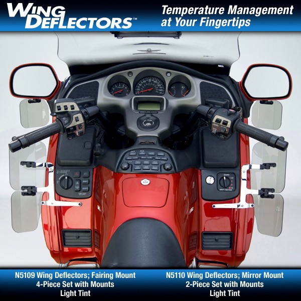 Deflektory Wing Deflectors™ lekko dymione mocowane do lusterka do Honda GL1800 01'-17'