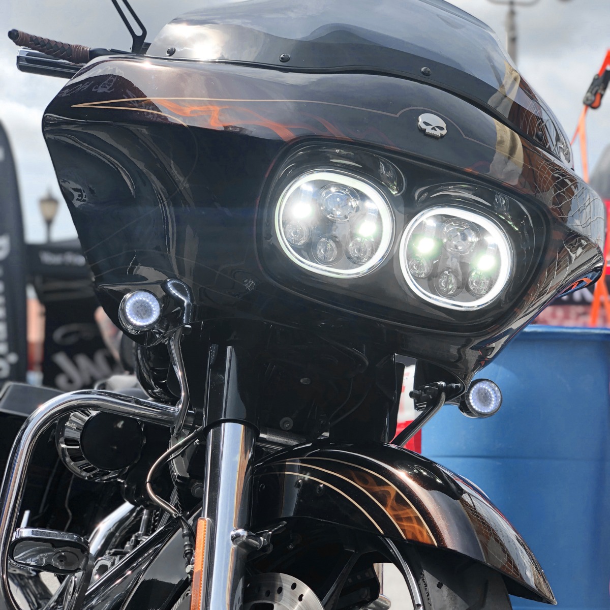 Podwójny reflektor LED HOGWORKZ® HALOMAKER do Harley-Davidson Road Glide ’98–’13 | Czarny - obrazek 7