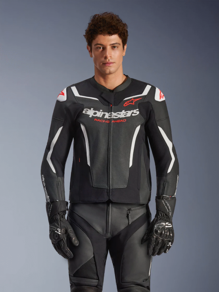 Kurtka Skórzana Męska GP Force V2 Air Alpinestars Czarny/Biały Klasa AA