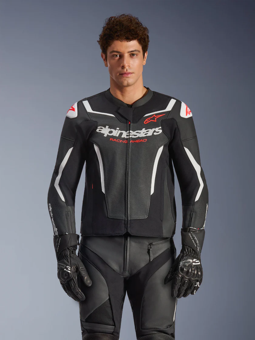 Kurtka Skórzana Męska GP Force V2 Air Alpinestars Czarny/Biały Klasa AA