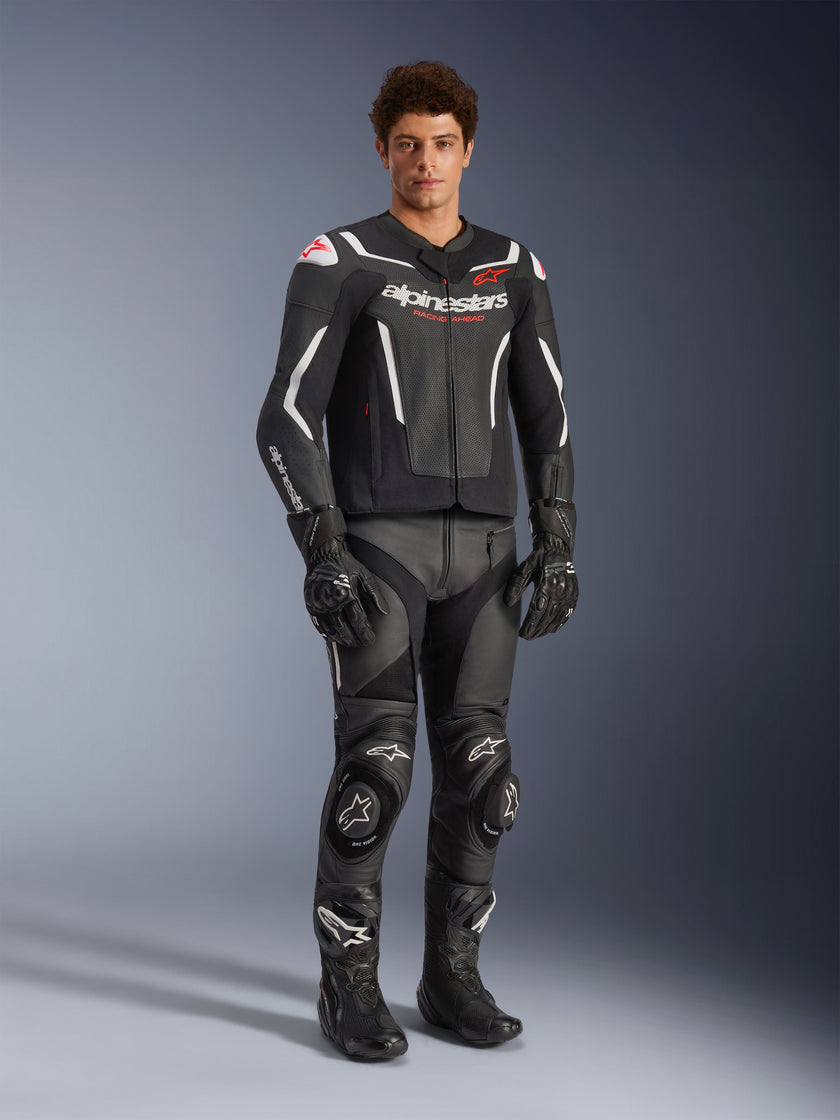 Kurtka Skórzana Męska GP Force V2 Air Alpinestars Czarny/Biały Klasa AA - obrazek 2