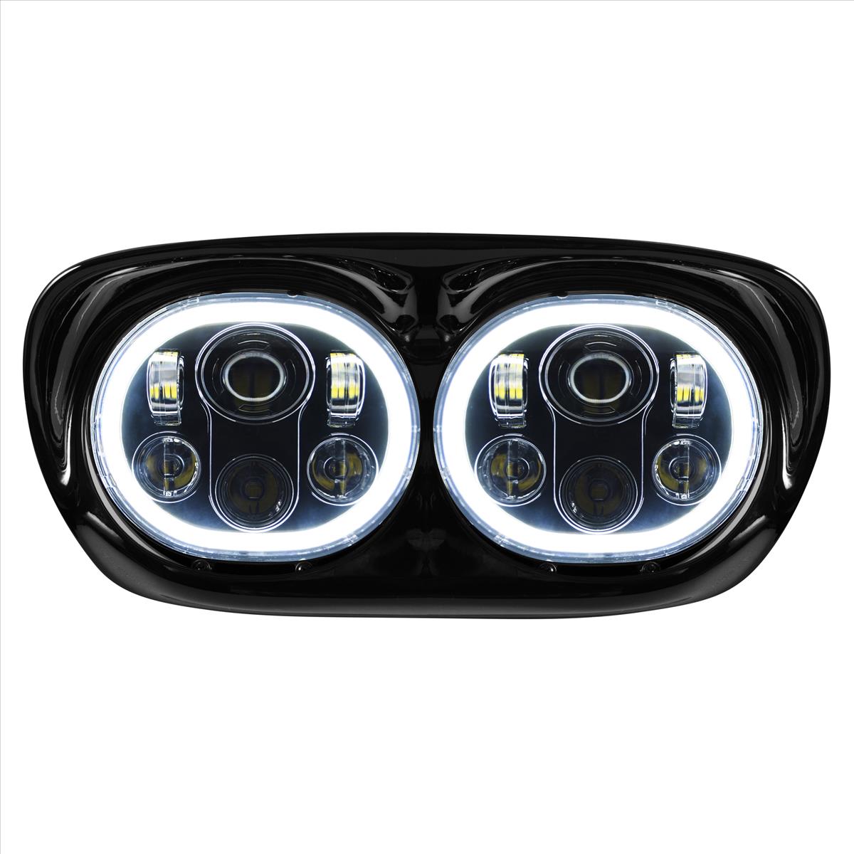 Podwójny reflektor LED HOGWORKZ® HALOMAKER do Harley-Davidson Road Glide ’98–’13 | Czarny