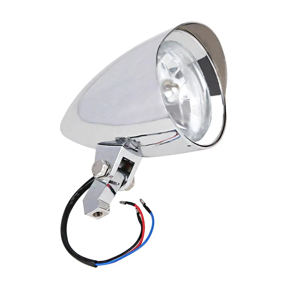 Lampa przednia chrom uniwersalna do motocykli Bobber, Chopper, Cruiser