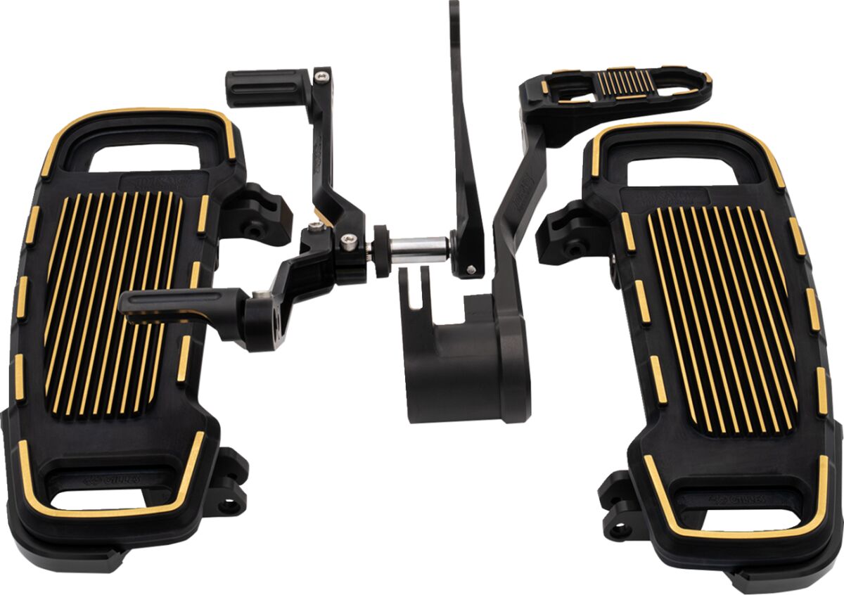 Komplet podestów kierowcy z dźwigniami Czarno-złoty Drag Specialities x Gilles do Harley-Davidson Touring